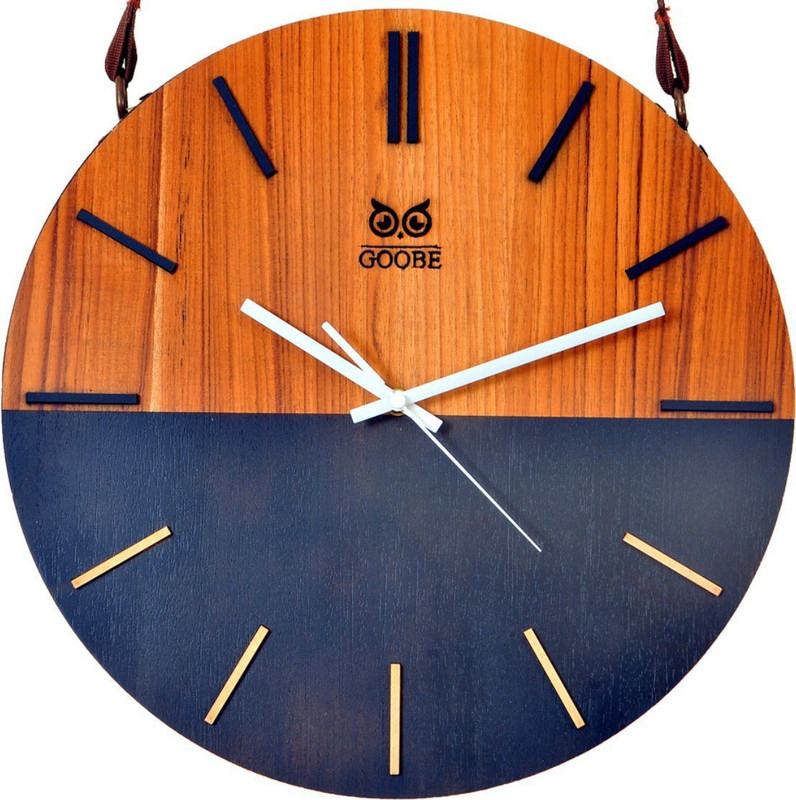 goobe Analog 18 cm X 32.5 cm Wall Clock(Multicolor, Without Glass)