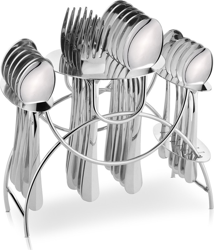 shapes Rose 24 pcs cutlery set with stand set and BABY SPOON Stainless Steel Cutlery Set(Pack of 24)