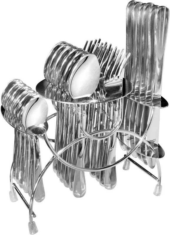 shapes Rose 24 pcs stand set wth Dinner knife Stainless Steel Cutlery Set(Pack of 24)