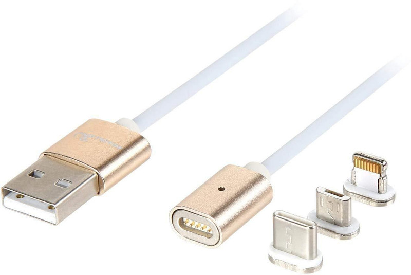 mobaccx R-0024 1 m Magnetic Charging Cable(Compatible with Power banks, Bluetooth speakers, Mobiles, Golden)