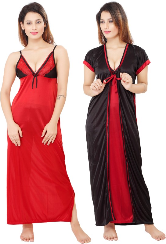 BAILEY SELLS Women Nighty with Robe(Red)