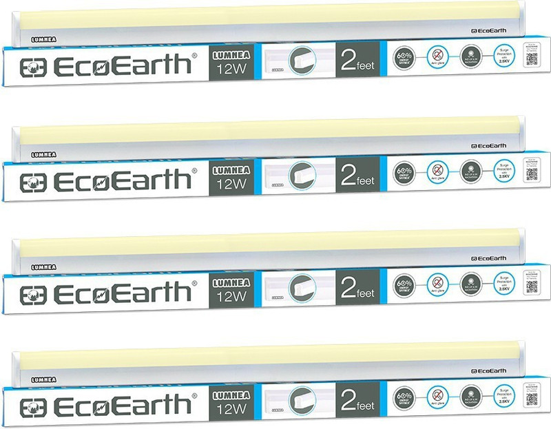 EcoEarth Lumnea Led Wall Batten tube light 12 Watt Neutral White 4000K - 2 Feet Straight Linear LED Tube Light(White, Pack of 4)