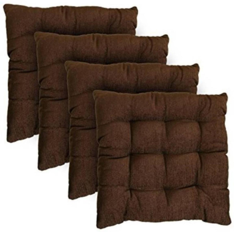 radhegopalji square Chair Cushion Pack of 4(coffe)