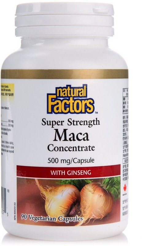 Natural Factors Organic MacaRich' Super Strength Power Maca with Ginseng, 500mg, 90 Vege Capsules(90 No)