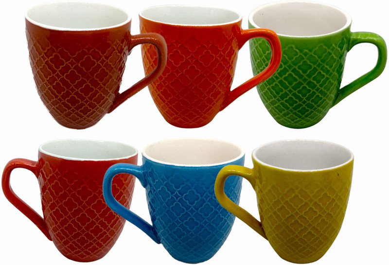 buy genuine Beautiful Look Matt Finish Hot Tea/Coffee Cup Cold Coffee Mug Attractive Design Stoneware Mug Cup Tableware Gift set diwali gift for friends and family Ceramic(Multicolor, Pack of 6)