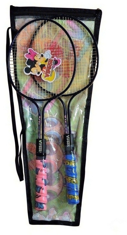 vipson Double Rod Light Weight Youth Badminton Racquet Set Of 2 For Kids 3 To 8 Years Multicolor Strung Badminton Racquet(Pack of: 2, 350 g)