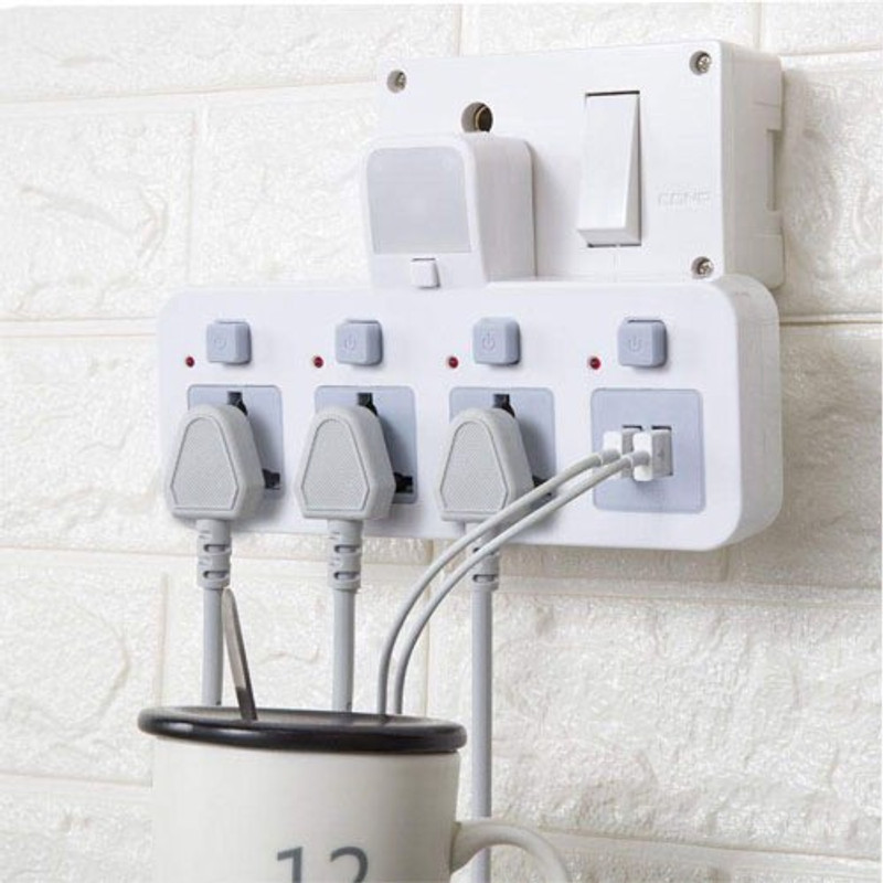 Impulse Gamma Plug-in Universal Spike Guard With Usb/wireless Conversion With Led Night Light/extention Board 3 Socket Surge Protector(White)