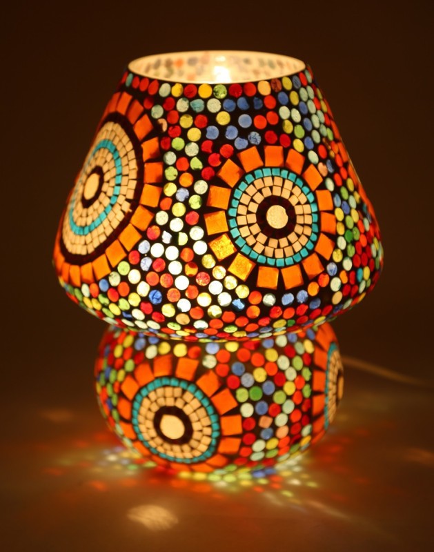 EarthenMetal Mosaic Style Dome Shaped Table Lamp(23 cm, Multicolor)