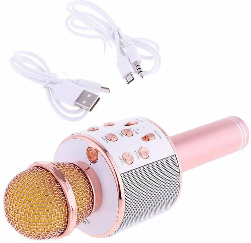 diabolic 858 Wireless Handheld Bluetooth Mic with Speaker (Bluetooth Speaker) Audio Recording and Karaoke Feature Microphone Microphone-Gold Microphone (COLOR MAY VARY) Microphone