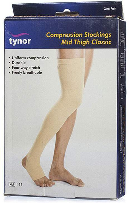 Tynor Compression Stocking Mid Thigh Classic [Pair](Beige)