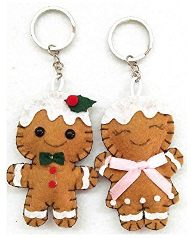 innodept 12 Sewing Kits DIY Projects Hanging Keychain Gingerbread Toy for Kids (Gingerbread Set of 2)