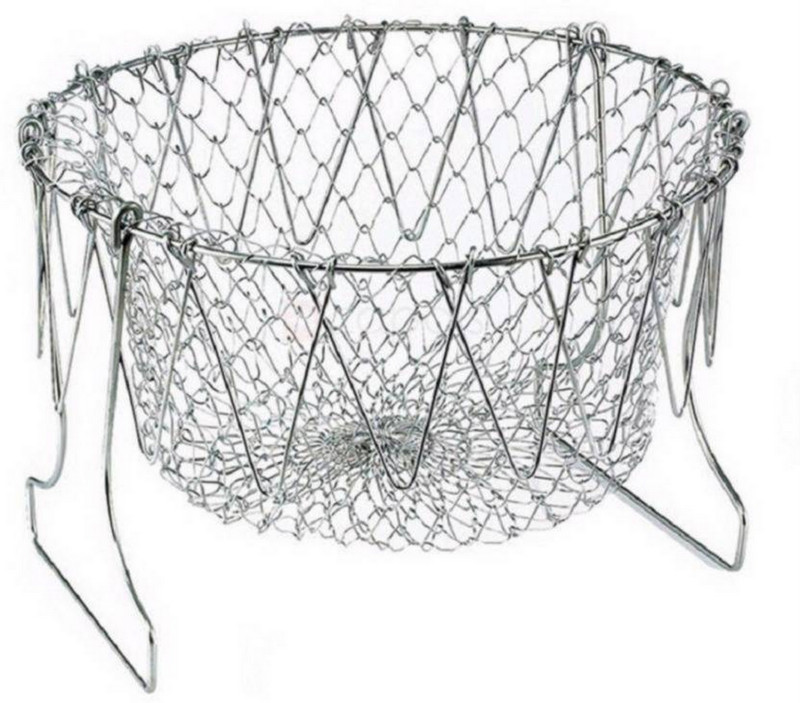 craftsworth 12 in 1 Chef Basket Kitchen Tool of Stainless Steel for Home Usage Collapsible Strainer(Silver Pack of 1)