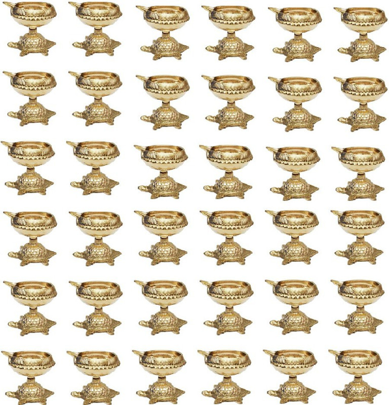 besnik arts Tortoise Design Diya (Kuber deep) (Combo pack) Brass (Pack of 36) Table Diya(Height: 2 inch)