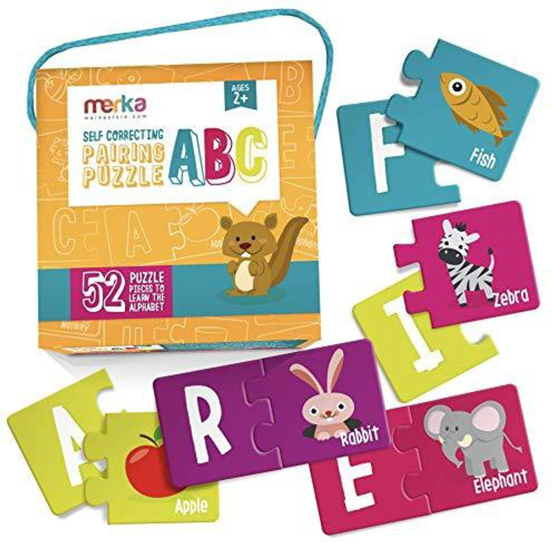 merka Self-Correcting Alphabet Puzzle for Kids and Toddlers Learn Your ABCs by Matching Two Puzzles Together Educational Toys and(1 Pieces)