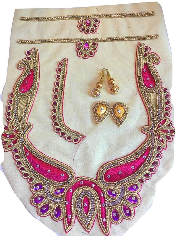 xldreams beautiful Pink Designer Blouse patch and 2 Gold latkans and 2 Small Gold patches