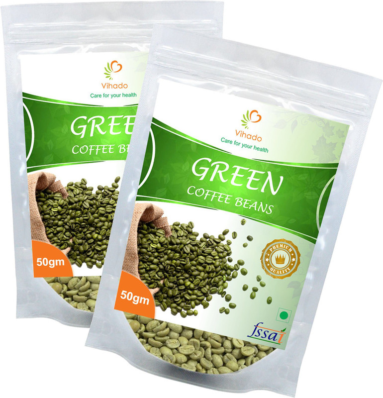 vihado Organic Green Coffee Beans Pure & Natural / Best Way To Reduce Weight fast / 2 Packet of 50g (Total 100g) Instant Coffee(2 x 50 g, Green Coffee Flavoured)
