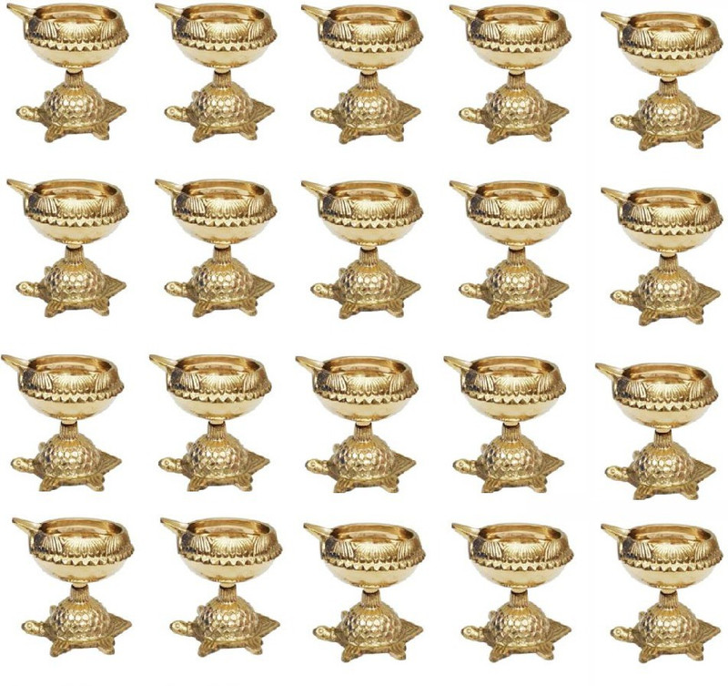 besnik arts Tortoise Design Diya (Kuber deep) (Combo Pack) Brass (Pack of 20) Table Diya Set(Height: 2 inch)