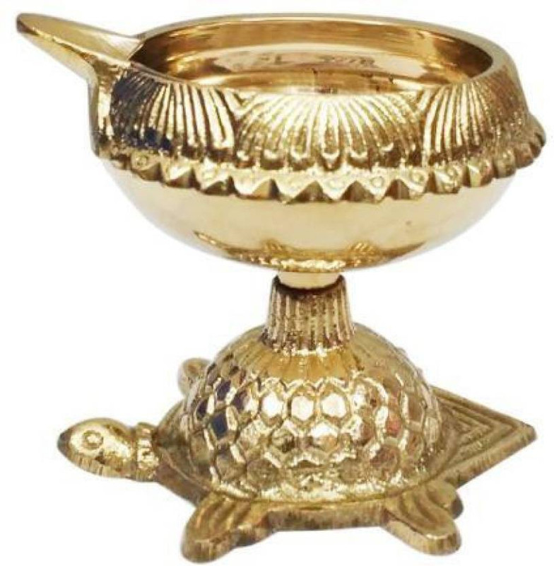 besnik arts Tortoise Design Diya (Kuber Deep) (Set of 12 Pcs.) Brass (Pack of 12) Table Diya(Height: 2 inch)