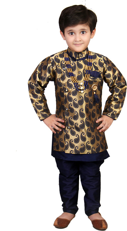 fab fashions Boys Festive & Party Kurta, Waistcoat and Pyjama Set(Blue Pack of 1)