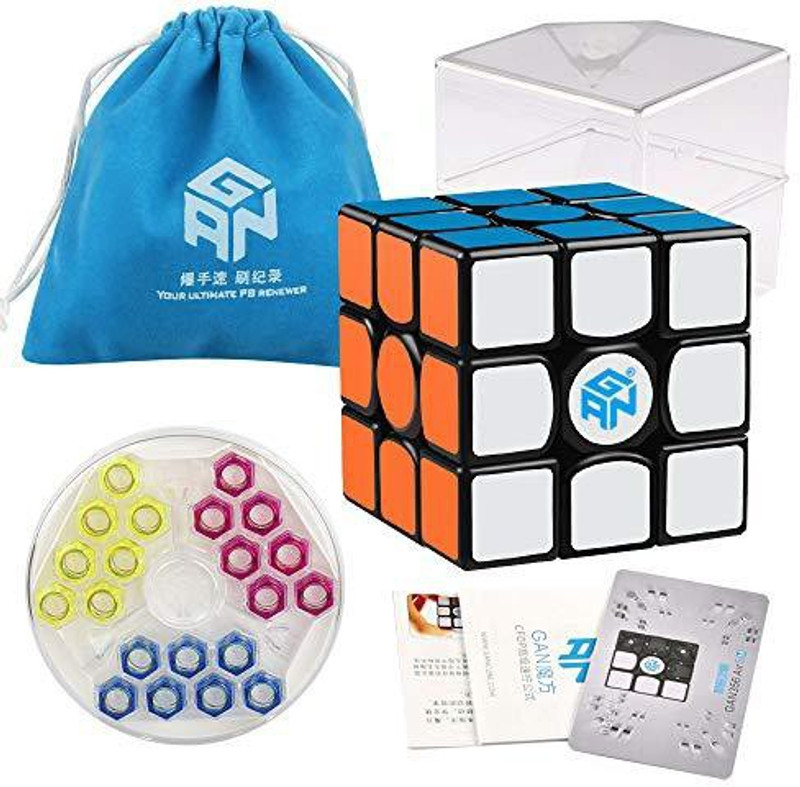 Coogam Gans 356 Air SM Speed Cube 3x3 Black Gan 356Air S Magnetic Puzzle Cube with GES V3 Spring (Superspeed Magnetic Version)(1 Pieces)