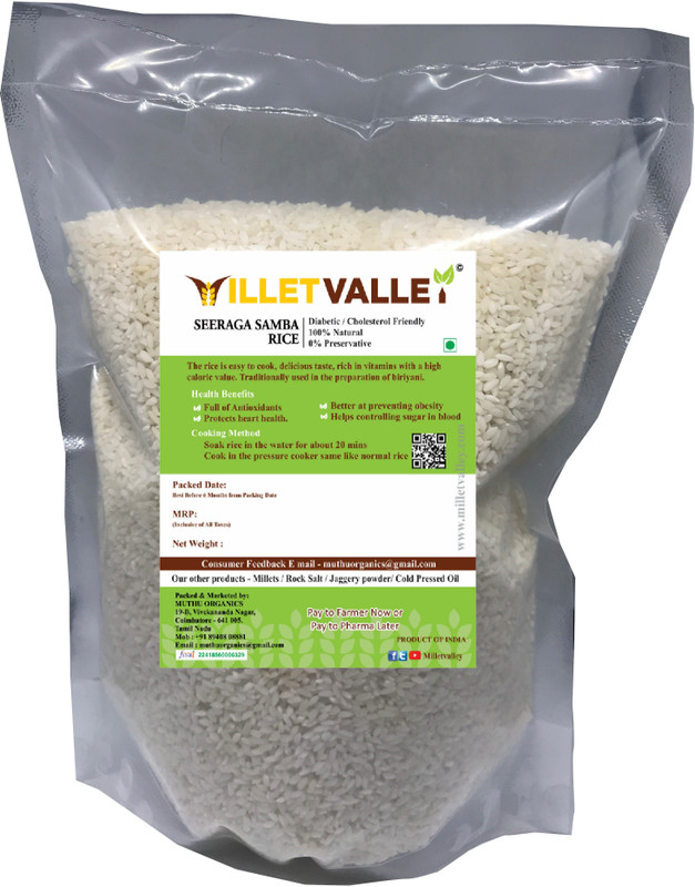 millet valley Seeraga Samba Jeera Samba Rice (Medium Grain, Parboiled)(800 g)