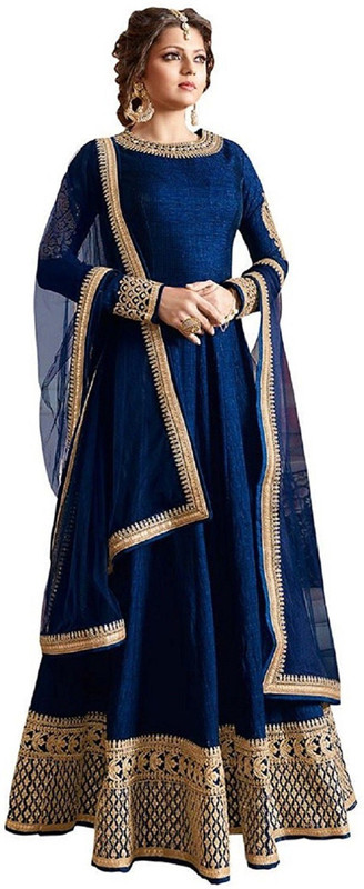 riyan enterprise Silk Embroidered Salwar Suit Material(Semi Stitched)