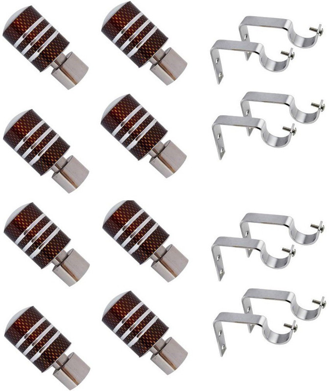 boruz Silver, Brown Curtain Knobs, Rod Rail Bracket, Curtain Rods