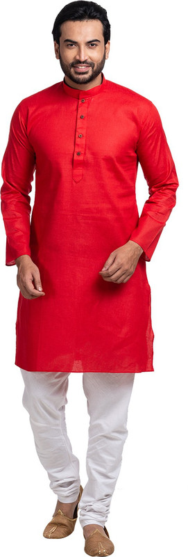 shahzada Men Solid Straight Kurta(Red)