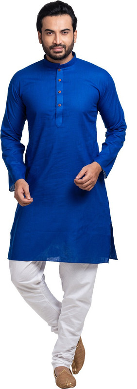 shahzada Men Solid Straight Kurta(Blue)