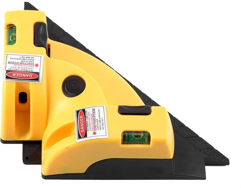 Techtest Measurement Tools Right Angle 90 Degree Pro Vertical Horizontal Laser Line Projection Square Level Measure Tool Alignment Layout Measuring Beam Light Aligner ( Laser Leveller Yellow One ) Non-magnetic Inclinometer Level(30 cm)