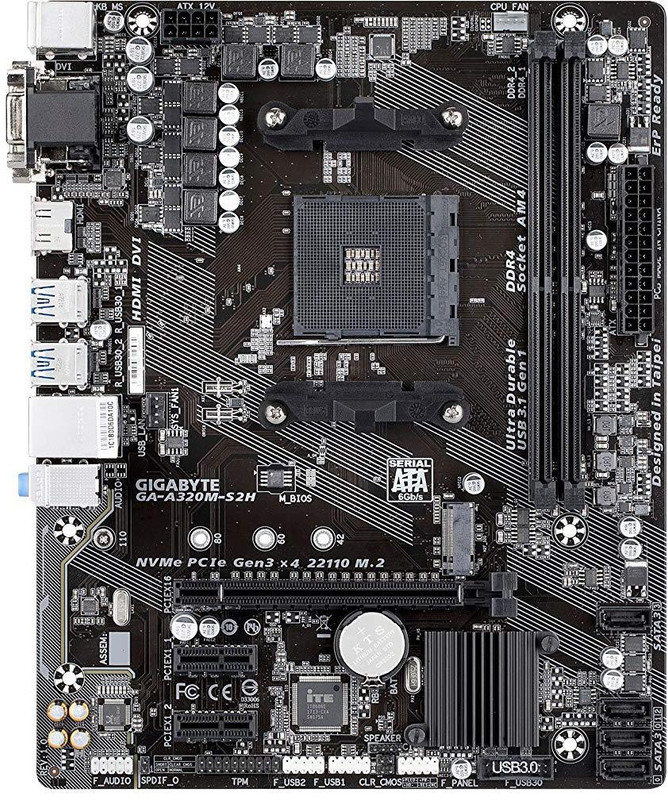 Gigabyte GA-A320M-S2H Motherboard(Black)