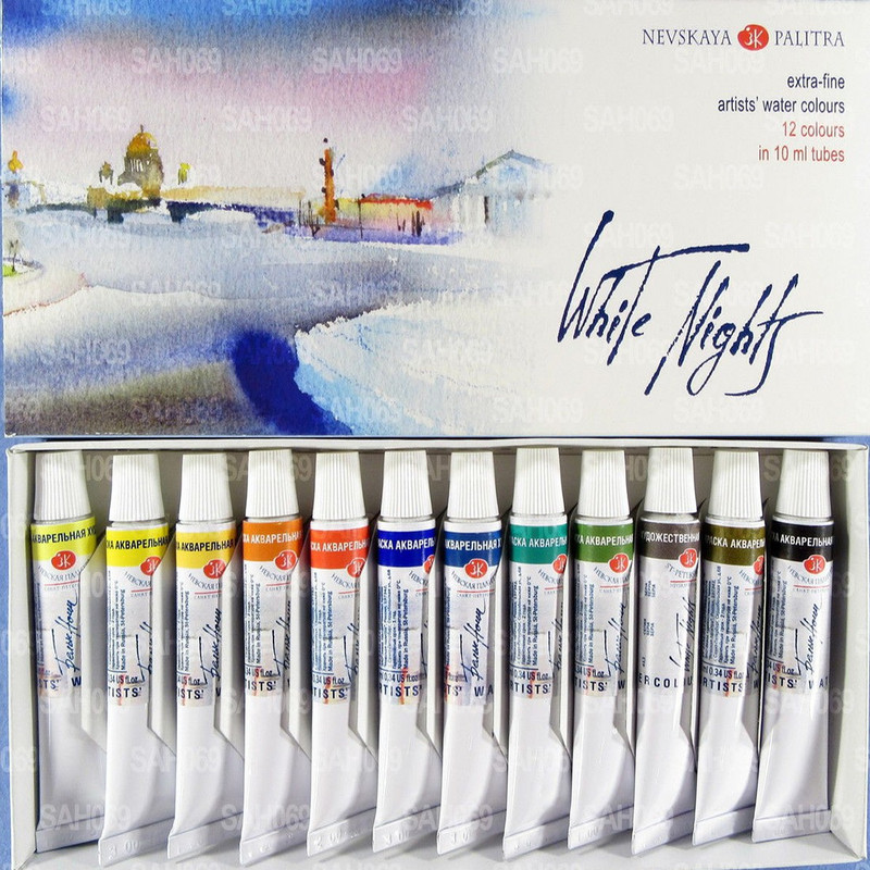 white nights Artist - Water Color - 12 x 10 ml tube set(Set of 1, White)