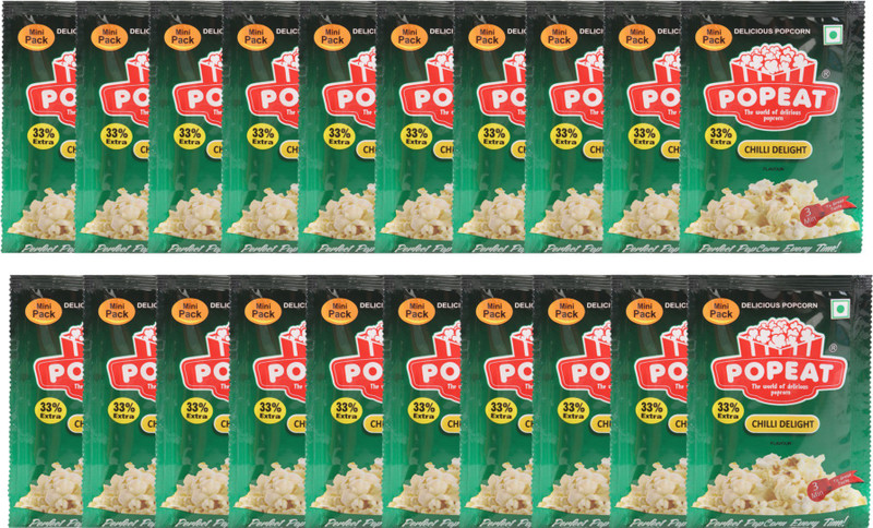 PopEat Chilli Delight Chilli Delight Popcorn(800 g, Pack of 20)