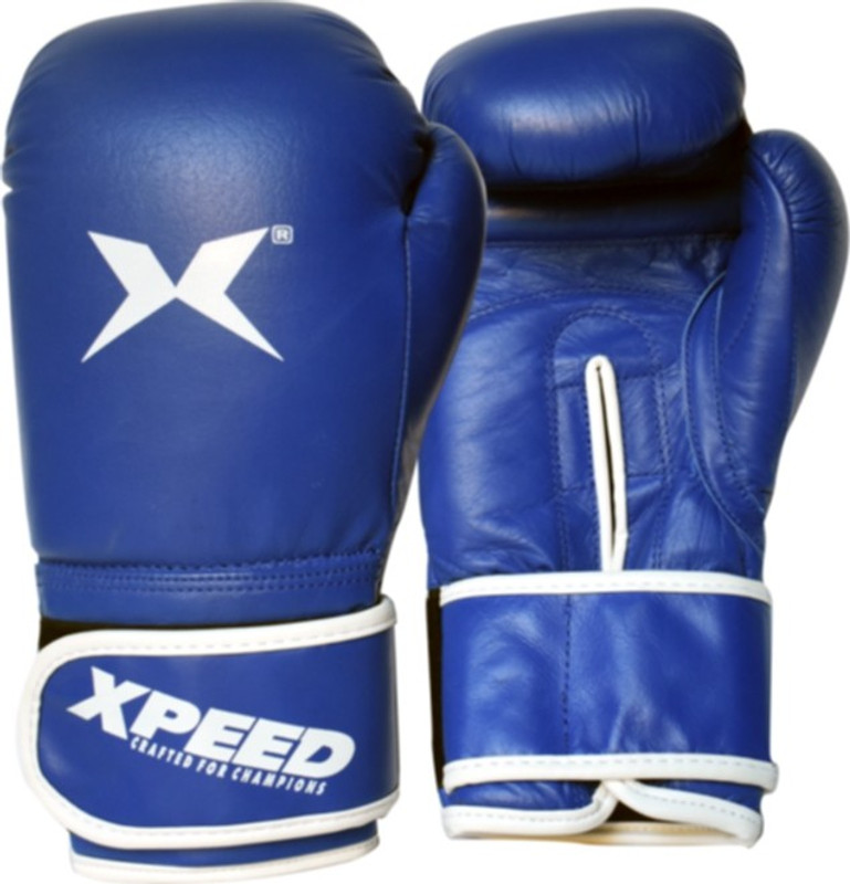 XpeeD Contest New Pure Durable Leather Fight Training Pair Boxing Gloves(Blue)