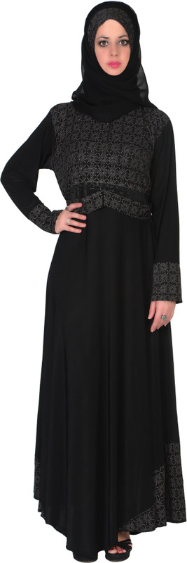 sofias abaya wear al nida fabrics CYSTAL LYCRA FABRICS Abaya With Hijab(Black)