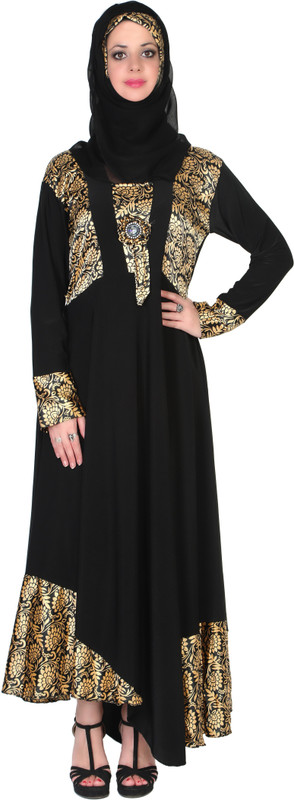 sofias emzly-008xxl Traditional Cystal lycra fabric Abaya With Hijab(Black)