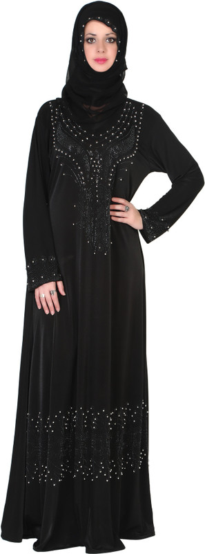sofias emzly-010xxl Traditional cystal lycra fabric Abaya With Hijab(Black)