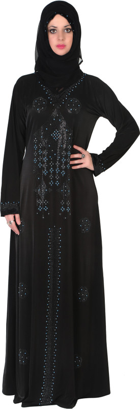 sofias emzly-009xxl Traditionalcystal lydcra fabrics Abaya With Hijab(Black)