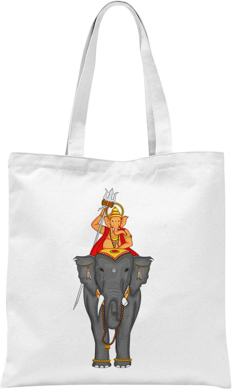 Rawbags Rawbags'Lord Ganesha With Elephant'-White tote bag Multipurpose Bag(White, 5 L)