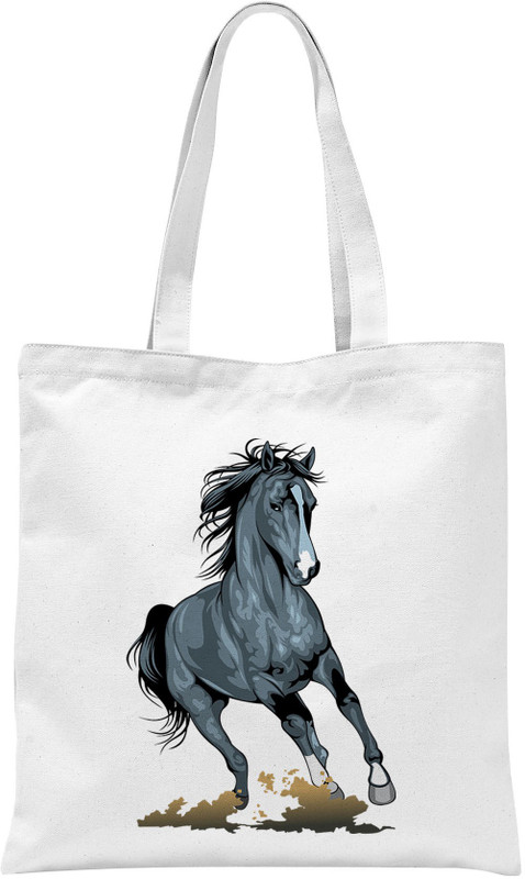 Rawbags Rawbags'Black Horse'-White tote bag Multipurpose Bag(White, 5 L)