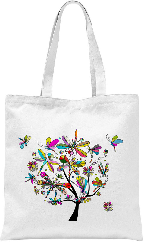 Rawbags Rawbags'Tree With Colourful leaves '-White tote bag Multipurpose Bag(White, 5 L)