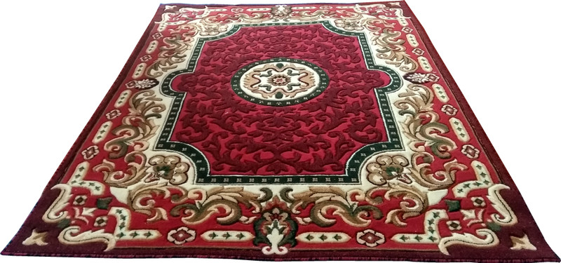 as handloom Red, Green Acrylic, Wool Carpet(180 cm  X 235 cm)