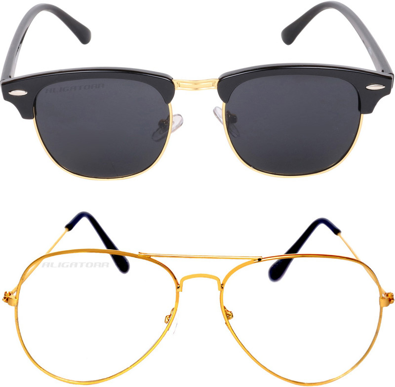 Aligatorr Spectacle , Aviator Sunglasses(Black, Clear)