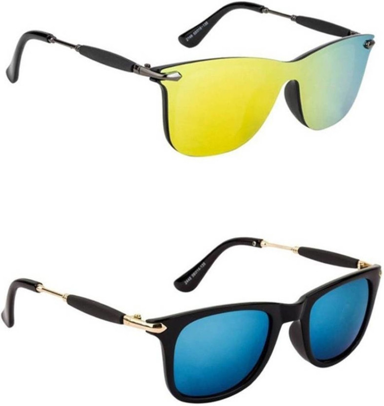 layd Wayfarer, Shield Sunglasses(Yellow, Blue)