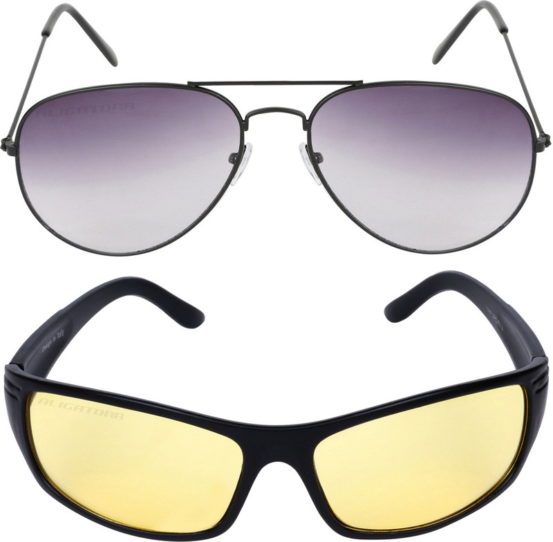 Criba Aviator, Retro Square Sunglasses(Grey, Yellow) Criba Aviator, Retro Square Sunglasses(Grey, Yellow)