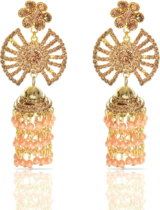 himan Antique Goldplated Stylish Traditional Party Wear Jhumka For Women and Girls Cubic Zirconia, Citrine Alloy Jhumki Earring