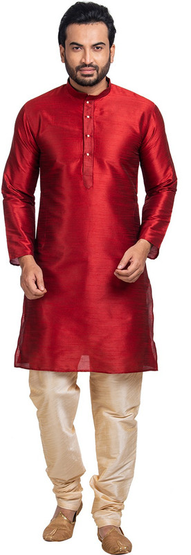shahzada Men Solid Straight Kurta(Red)