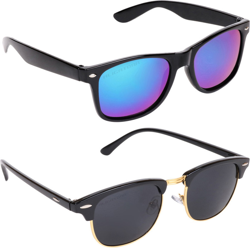 Aligatorr Wayfarer, Spectacle Sunglasses(Blue, Black)