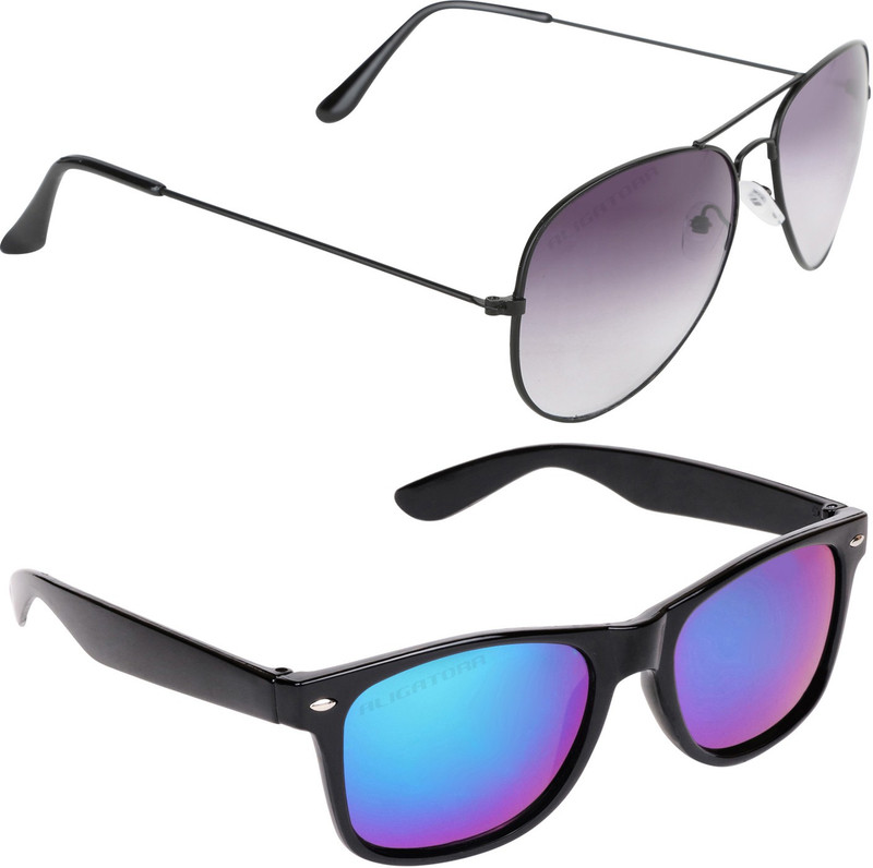 Aligatorr Aviator, Wayfarer Sunglasses(Grey, Blue)