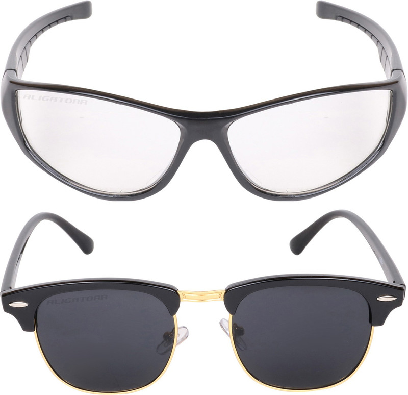 Aligatorr Spectacle , Retro Square Sunglasses(Black, Clear)